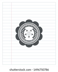 ninja star icon draw (pencil strokes). Vector Illustration. Detailed.