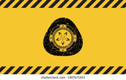 ninja star icon grunge warning sign emblem. Vector Illustration. Detailed.