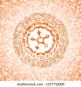 ninja star icon inside abstract orange mosaic emblem