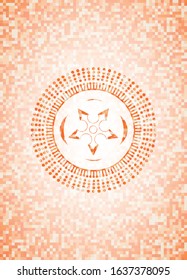 ninja star icon inside abstract orange mosaic emblem
