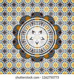 ninja star icon inside arabesque emblem. arabic decoration.