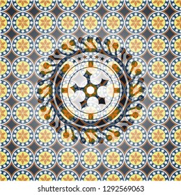 ninja star icon inside arabesque badge. arabic decoration.