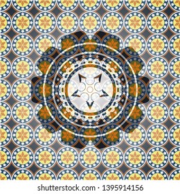 ninja star icon inside arabesque badge. arabic decoration.
