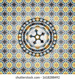 ninja star icon inside arabesque style emblem. arabic decoration.
