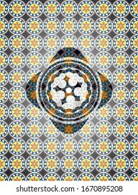 Ninja-Stern-Symbol auf arabesischem Emblem Hintergrund. arabische Dekoration.