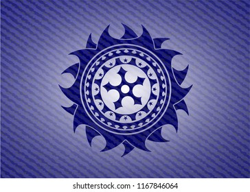 ninja star icon inside badge with denim texture