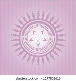 ninja star icon inside badge with pink background