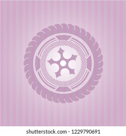 ninja star icon inside badge with pink background