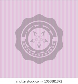 ninja star icon inside badge with pink background