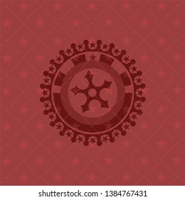 ninja star icon inside badge with red background