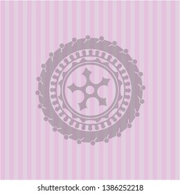 ninja star icon inside badge with pink background