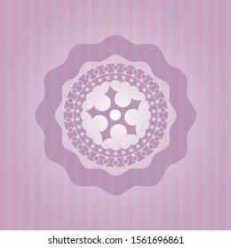ninja star icon inside badge with pink background
