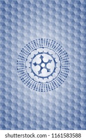 ninja star icon inside blue polygonal badge.