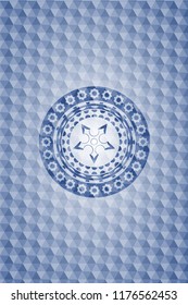 ninja star icon inside blue hexagon badge.
