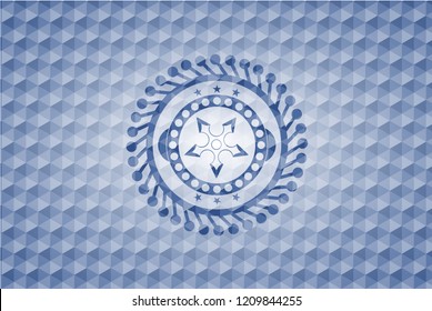 ninja star icon inside blue polygonal badge.