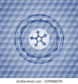 ninja star icon inside blue polygonal badge.