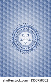 ninja star icon inside blue hexagon badge.