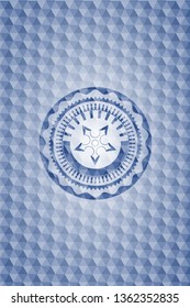 ninja star icon inside blue hexagon badge.