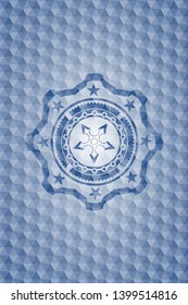 ninja star icon inside blue hexagon badge.