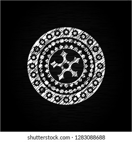 ninja star icon inside chalk emblem