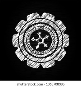 ninja star icon inside chalk emblem