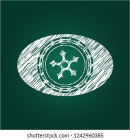 ninja star icon inside chalkboard emblem