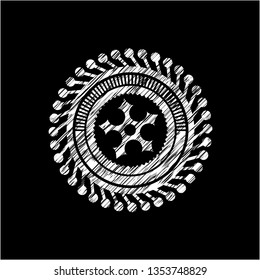 ninja star icon inside chalkboard emblem