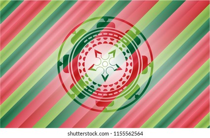 ninja star icon inside christmas badge background.