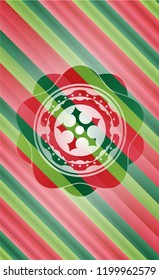 ninja star icon inside christmas colors emblem.