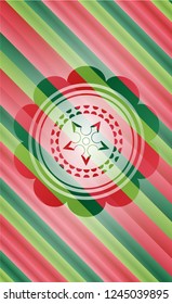 ninja star icon inside christmas colors style badge.