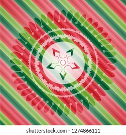 ninja star icon inside christmas colors style emblem.