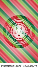 ninja star icon inside christmas colors badge.