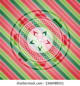 ninja star icon inside christmas style emblem.