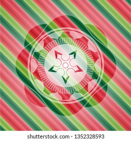 ninja star icon inside christmas style emblem.