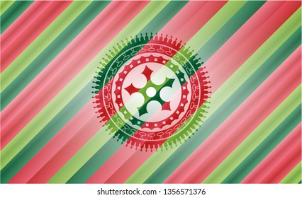 ninja star icon inside christmas style emblem.