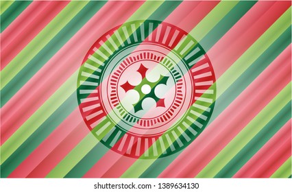 ninja star icon inside christmas colors emblem.