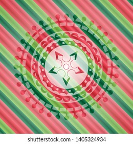 ninja star icon inside christmas colors style badge.
