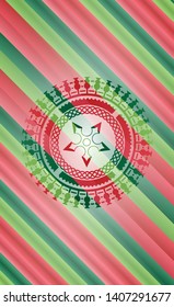 ninja star icon inside christmas style emblem.