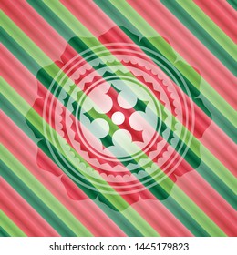 ninja star icon inside christmas colors badge.