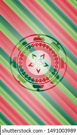 ninja star icon inside christmas emblem.