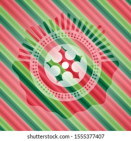 ninja star icon inside christmas colors style emblem.
