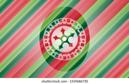 ninja star icon inside christmas colors emblem.