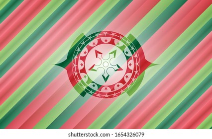 ninja star icon inside christmas colors badge.