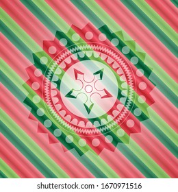 ninja star icon inside christmas colors emblem.