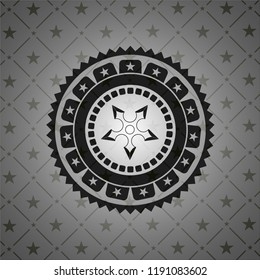 ninja star icon inside dark emblem. Retro