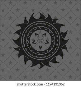 ninja star icon inside dark emblem. Retro