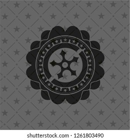 ninja star icon inside dark emblem. Retro
