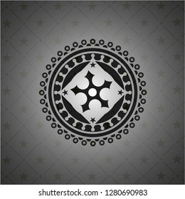 ninja star icon inside dark emblem. Retro
