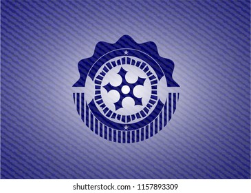 ninja star icon inside emblem with denim texture