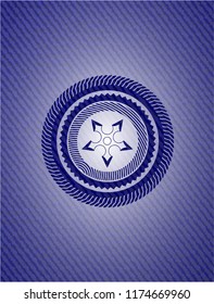 ninja star icon inside emblem with denim high quality background